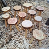 Handcrafted Pine Stool with Ash Legs