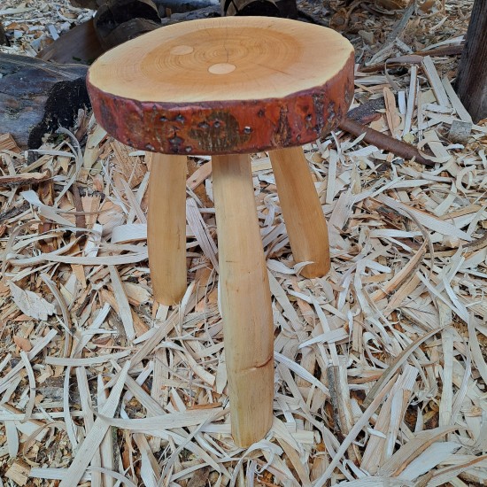 Handcrafted Willow Stool with Willow Legs